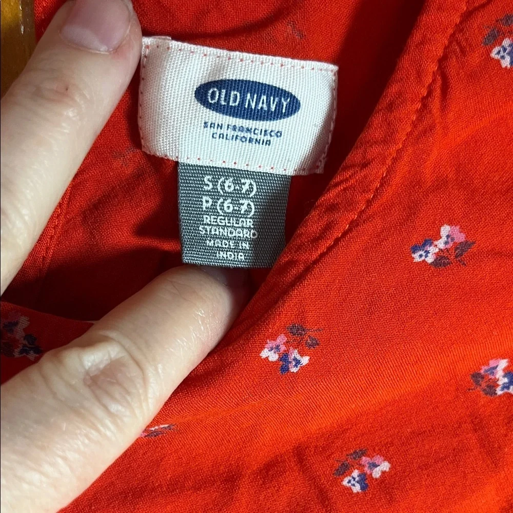 Old Navy Vibrant Red Dress with Floral Accents